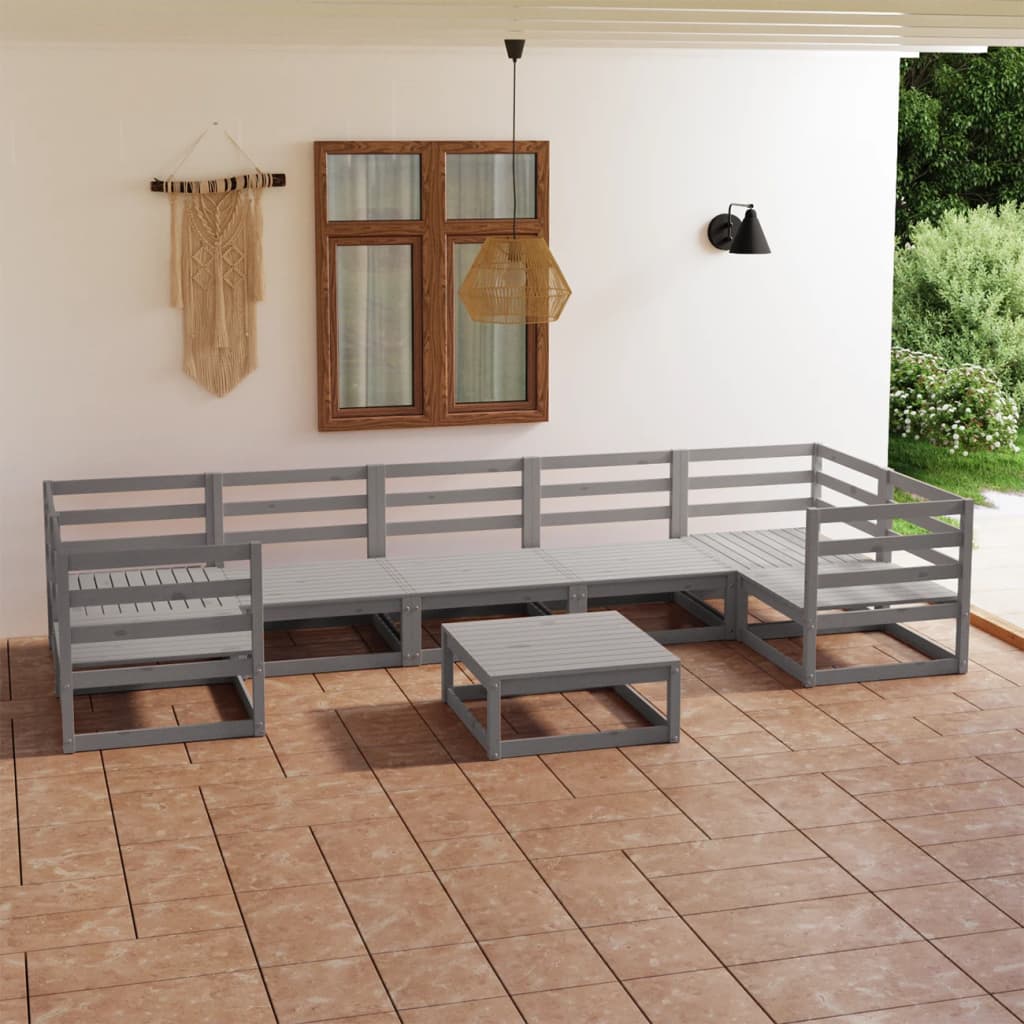 vidaXL 8 pcs conjunto lounge de jardim pinho maciço