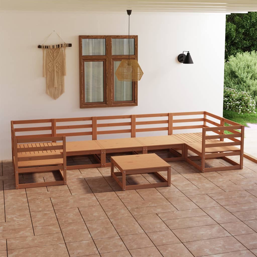 vidaXL 8 pcs conjunto lounge de jardim pinho maciço