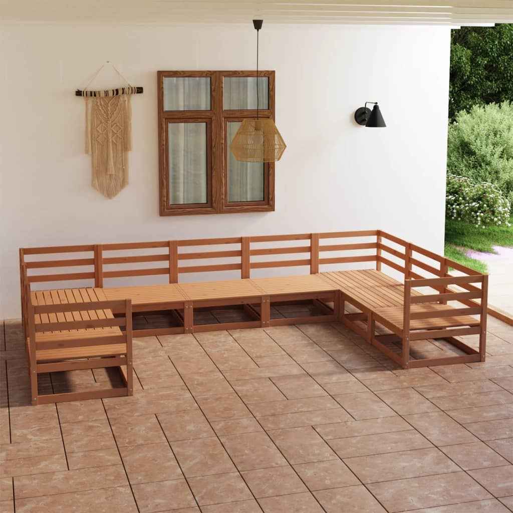 vidaXL 9 pcs conjunto lounge de jardim pinho maciço
