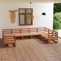 vidaXL 9 pcs conjunto lounge de jardim pinho maciço
