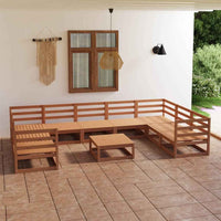 vidaXL 10 pcs conjunto lounge de jardim pinho maciço
