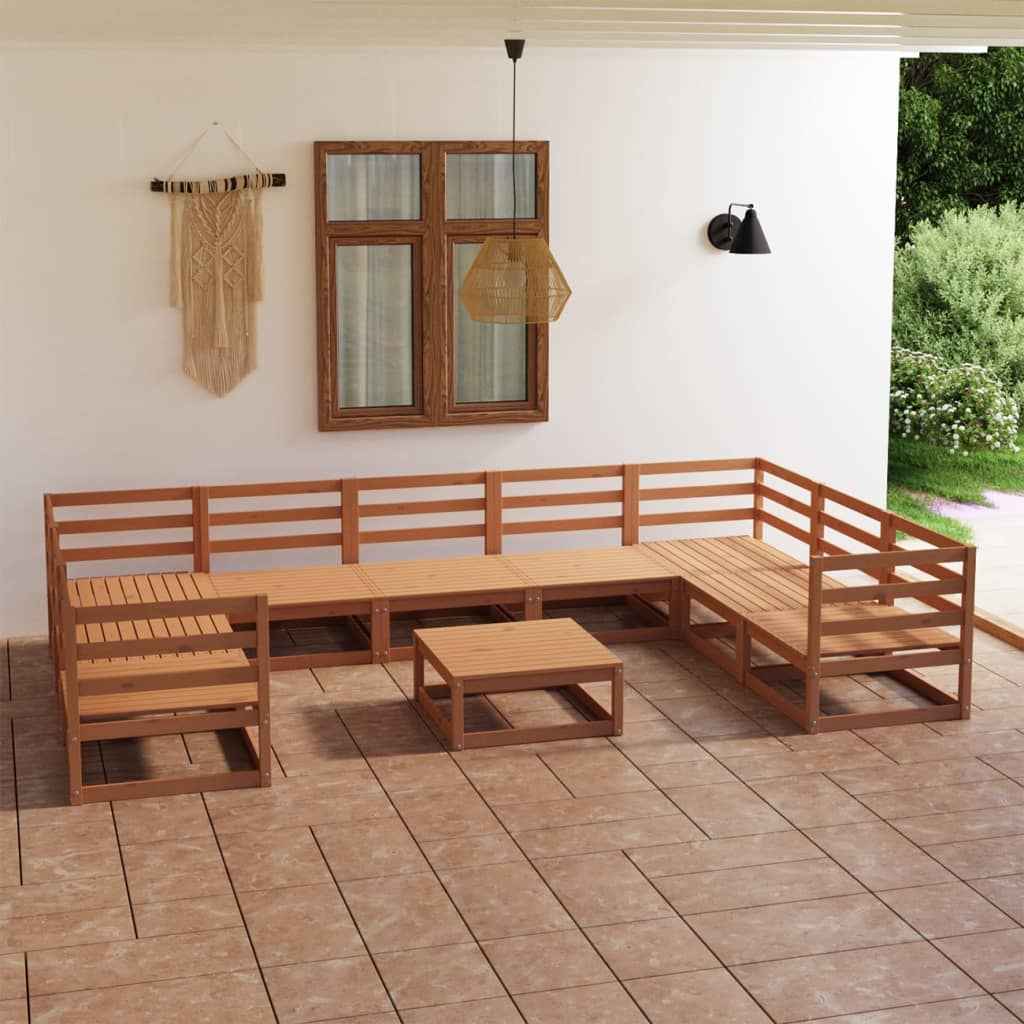 vidaXL 10 pcs conjunto lounge de jardim pinho maciço