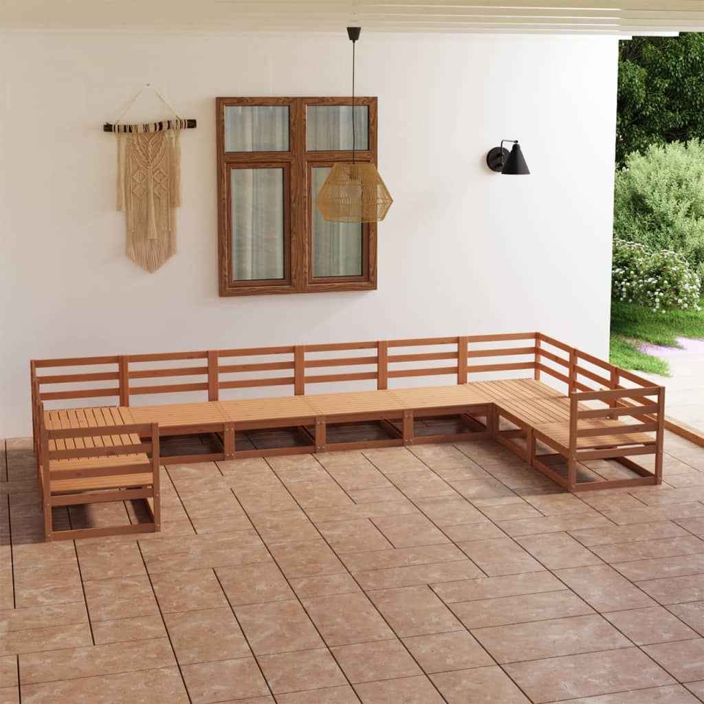vidaXL 10 pcs conjunto lounge de jardim pinho maciço