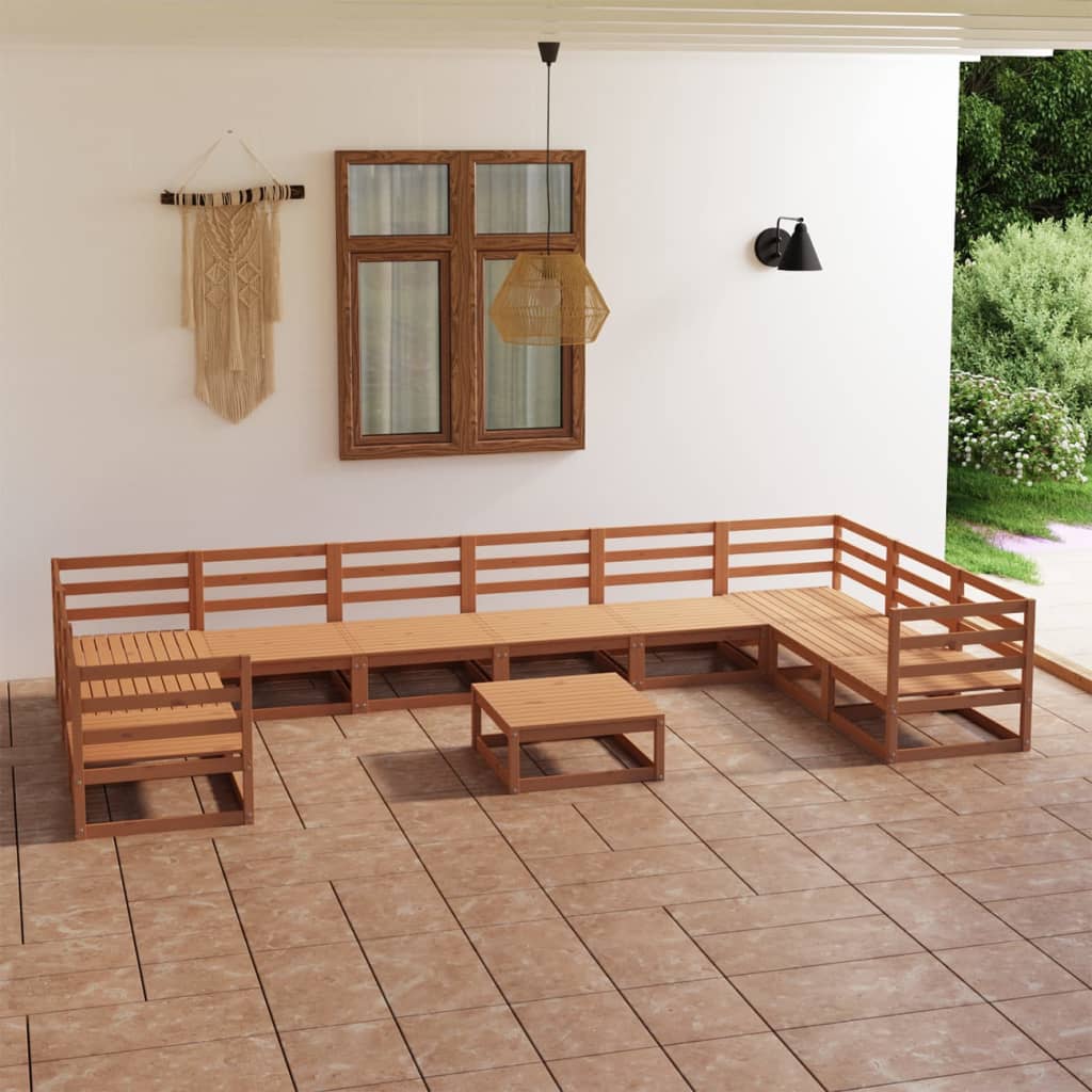 vidaXL 11 pcs conjunto lounge de jardim pinho maciço