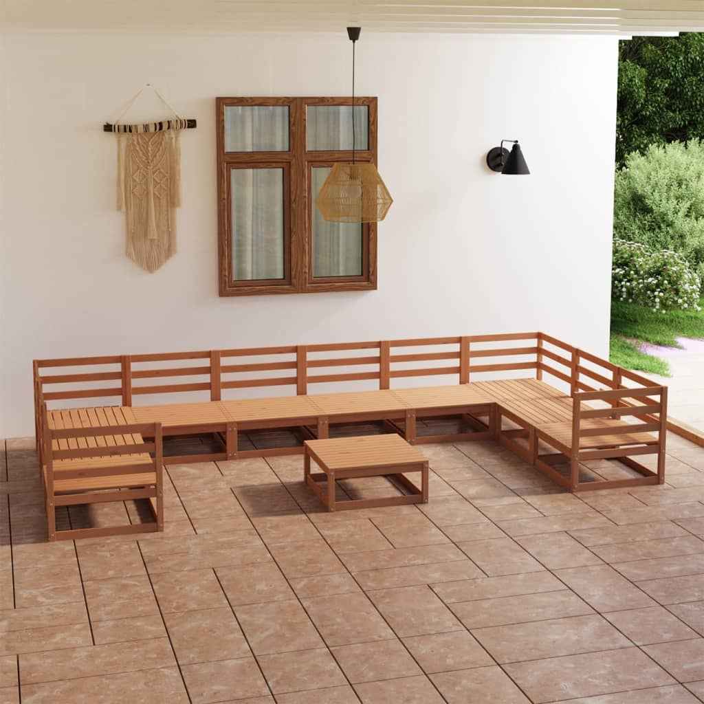 vidaXL 11 pcs conjunto lounge de jardim pinho maciço