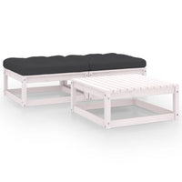 vidaXL 3 pcs conjunto lounge de jardim c/ almofadões pinho maciço