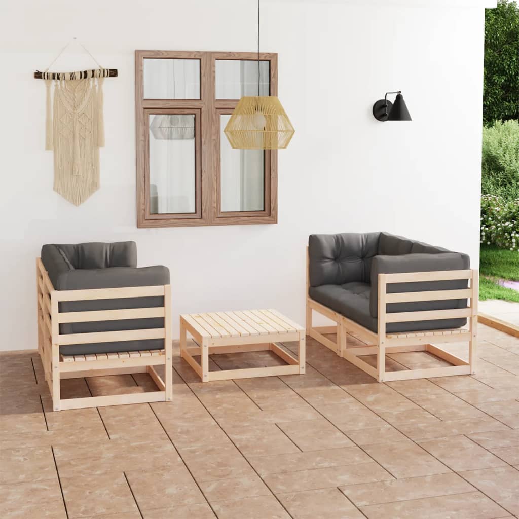vidaXL 5 pcs conjunto lounge de jardim pinho maciço