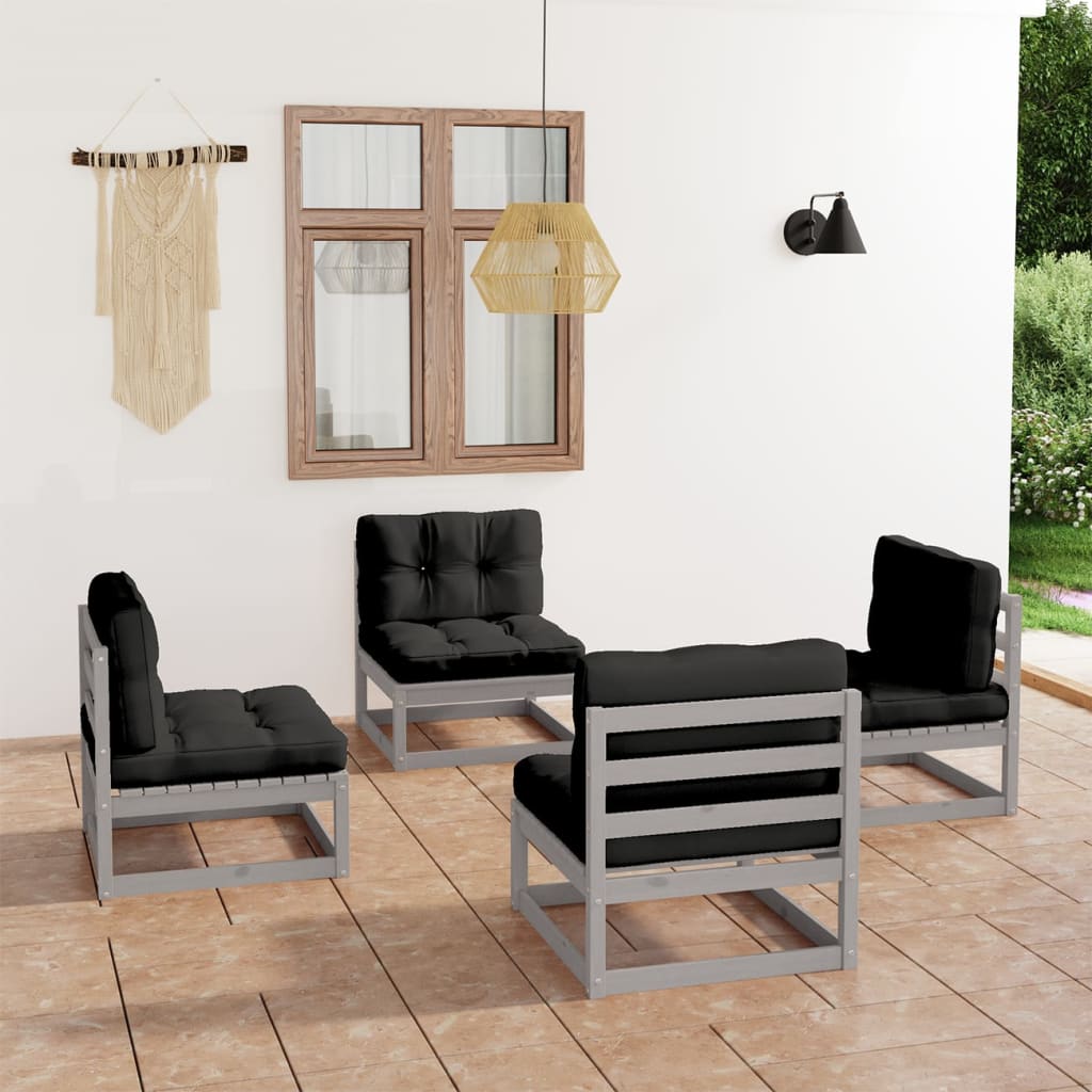 vidaXL 4 pcs conjunto lounge de jardim pinho maciço