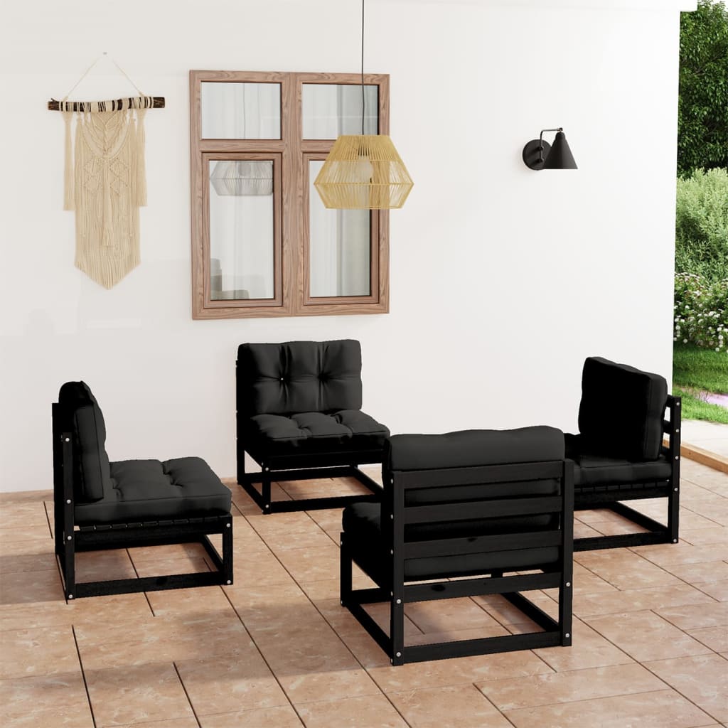 vidaXL 4 pcs conjunto lounge de jardim pinho maciço
