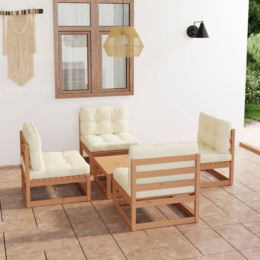 vidaXL 5 pcs conjunto lounge de jardim pinho maciço