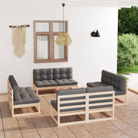 vidaXL 8 pcs conjunto lounge de jardim pinho maciço