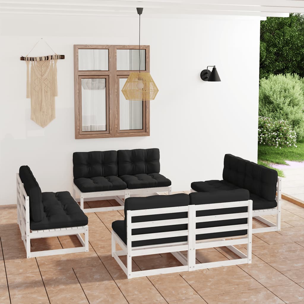 vidaXL 8 pcs conjunto lounge de jardim pinho maciço