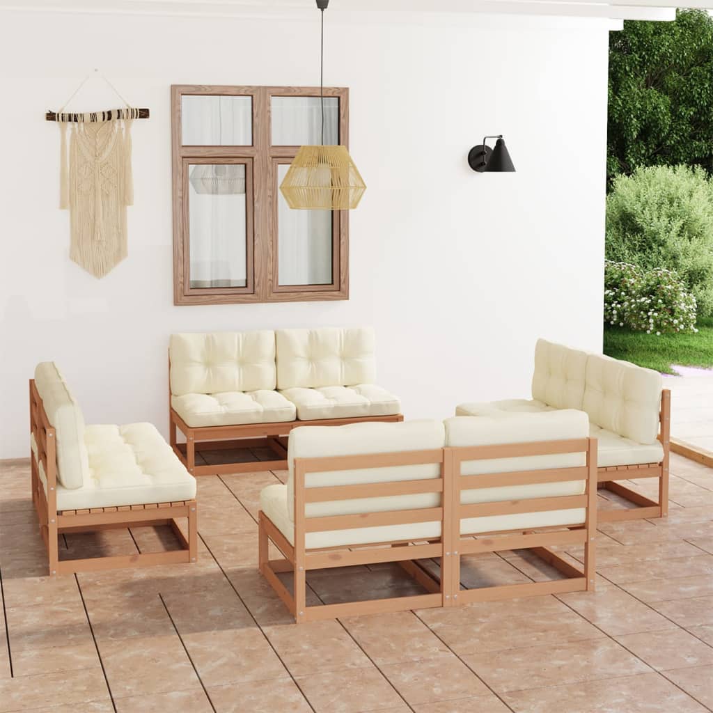 vidaXL 8 pcs conjunto lounge de jardim pinho maciço