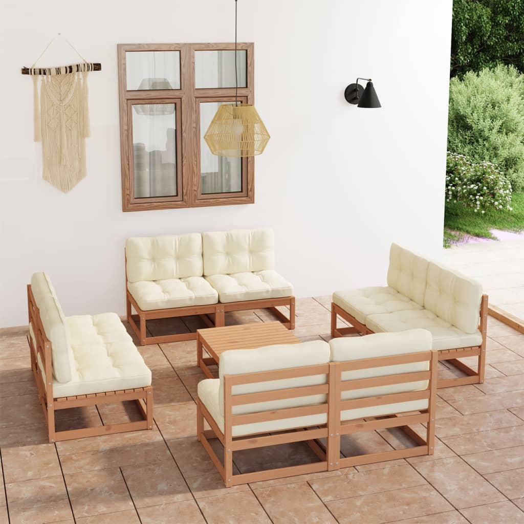vidaXL 9 pcs conjunto lounge de jardim pinho maciço
