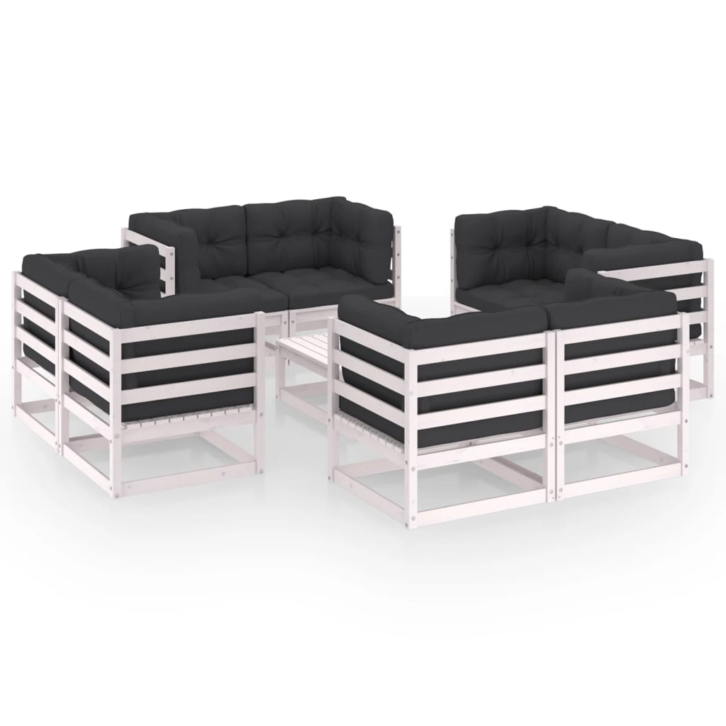 vidaXL 9 pcs conjunto lounge de jardim pinho maciço