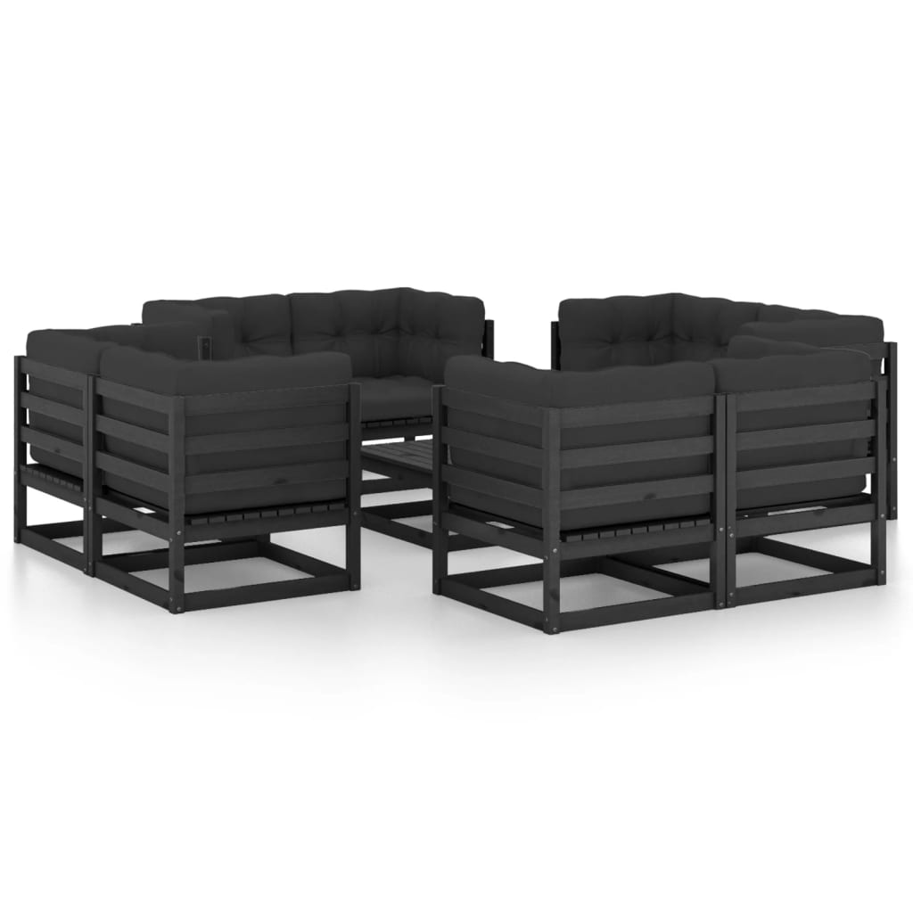 vidaXL 9 pcs conjunto lounge de jardim pinho maciço