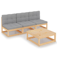 vidaXL 4 pcs conjunto lounge de jardim pinho maciço