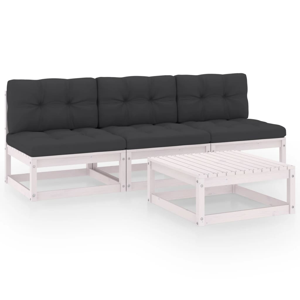 vidaXL 4 pcs conjunto lounge de jardim pinho maciço