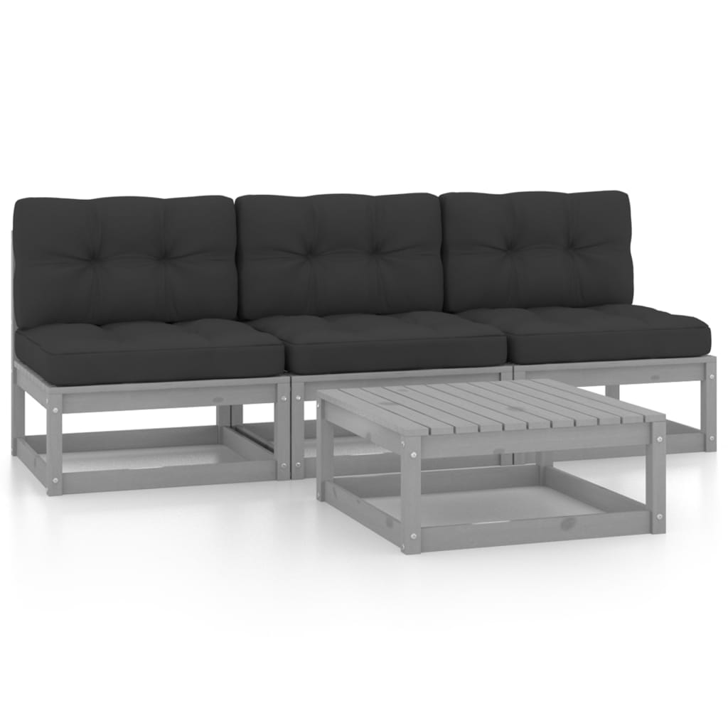 vidaXL 4 pcs conjunto lounge de jardim pinho maciço