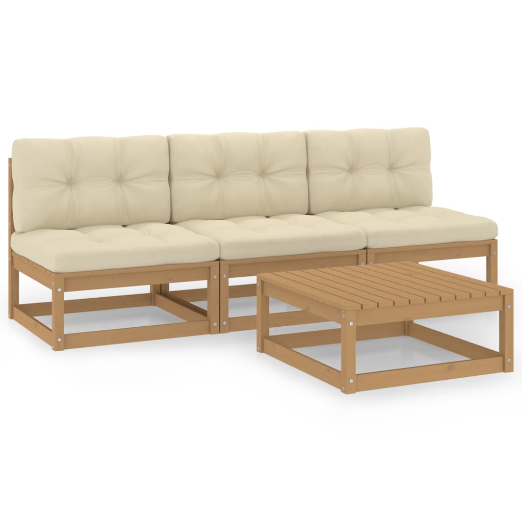 vidaXL 4 pcs conjunto lounge de jardim pinho maciço