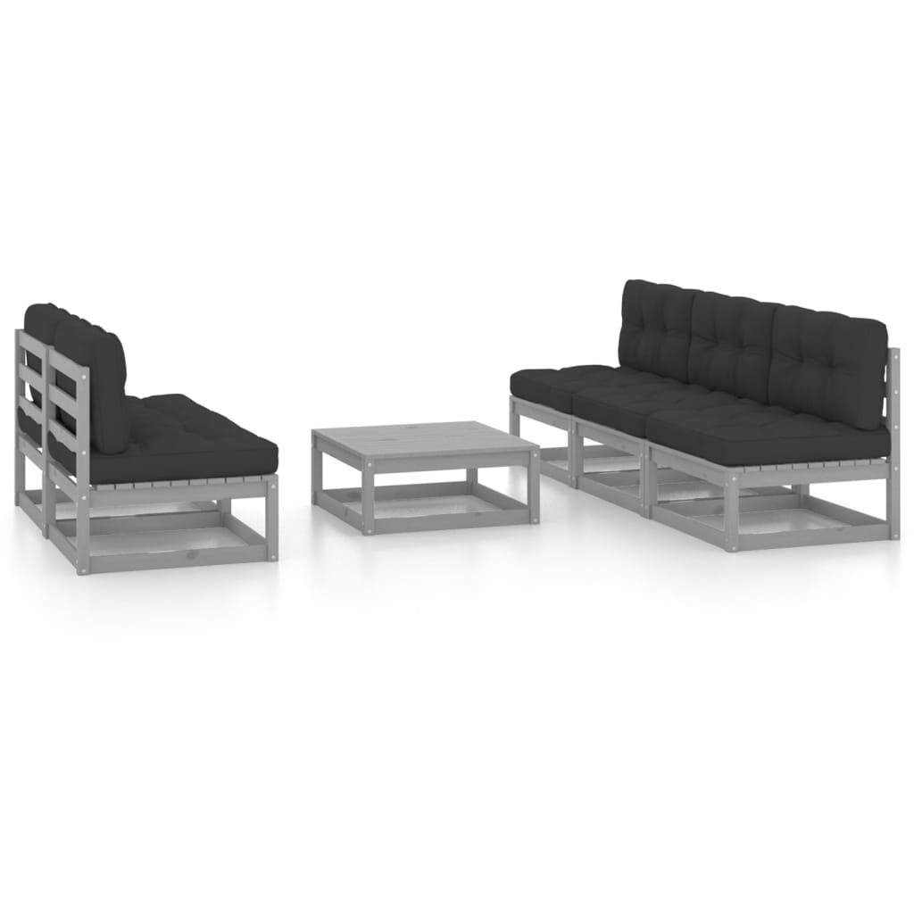 vidaXL 6 pcs conjunto lounge de jardim pinho maciço