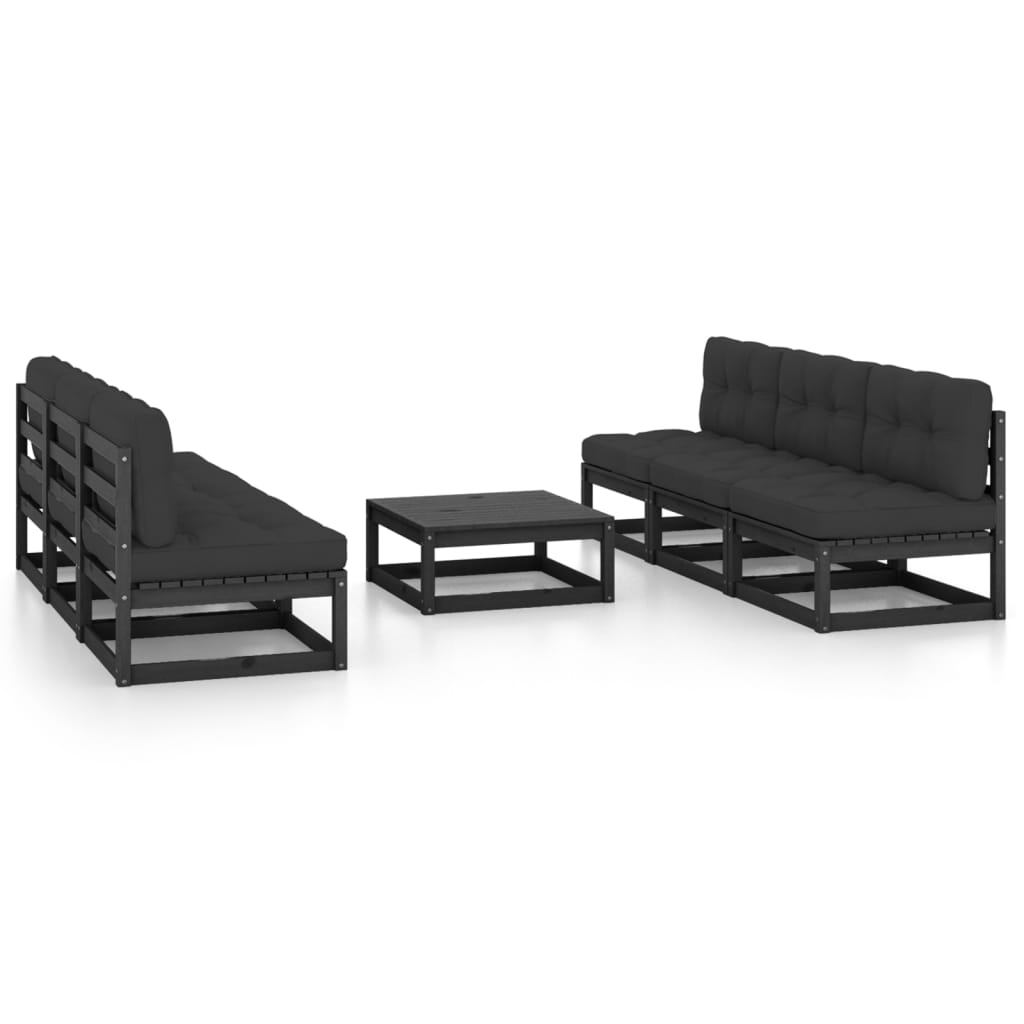 vidaXL 7 pcs conjunto lounge de jardim pinho maciço