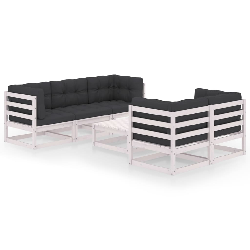 vidaXL 6 pcs conjunto lounge de jardim pinho maciço