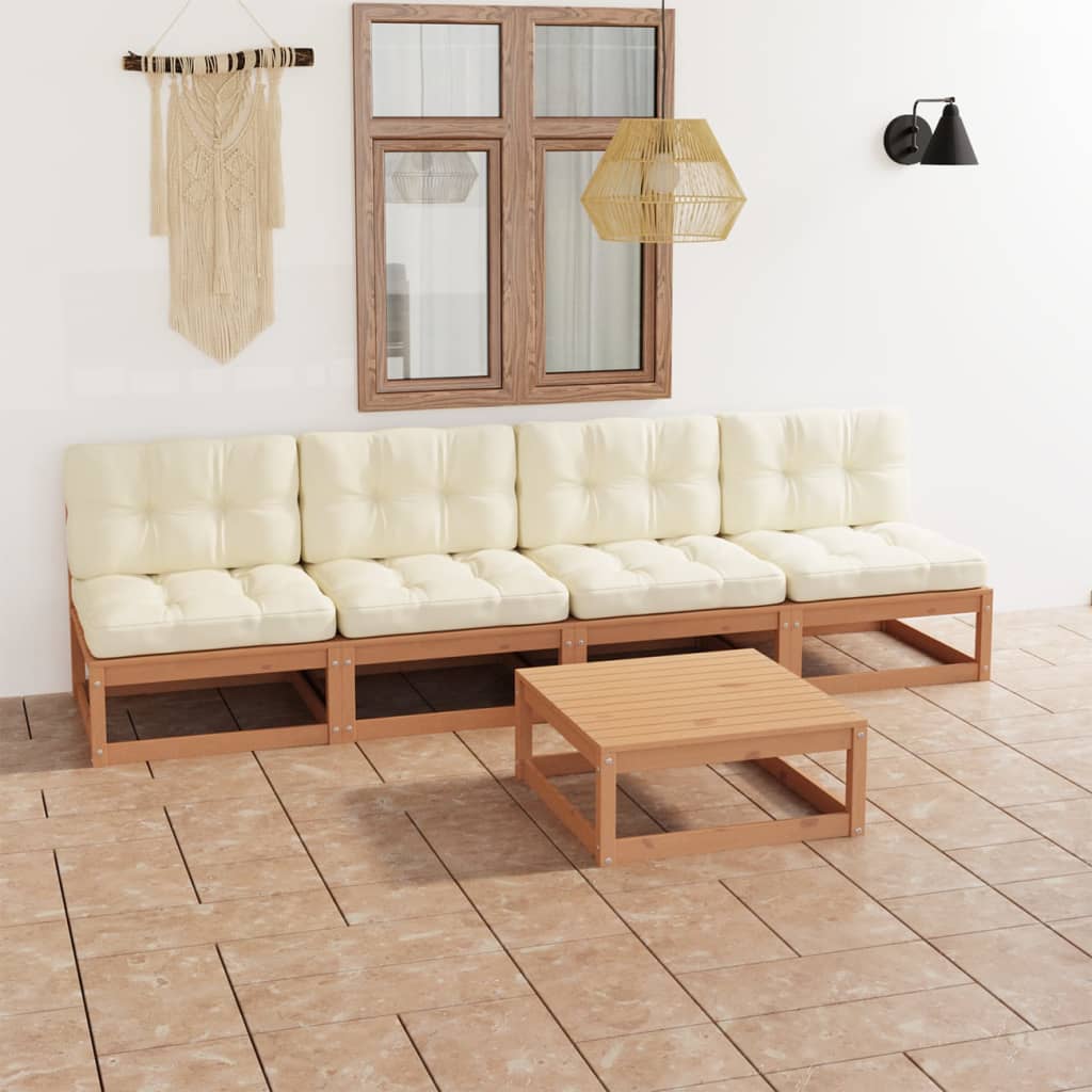 vidaXL 5 pcs conjunto lounge de jardim pinho maciço