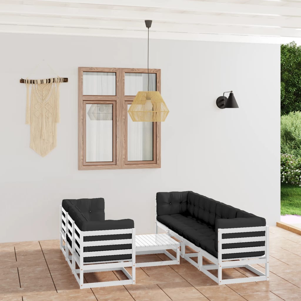 vidaXL 8 pcs conjunto lounge de jardim pinho maciço branco