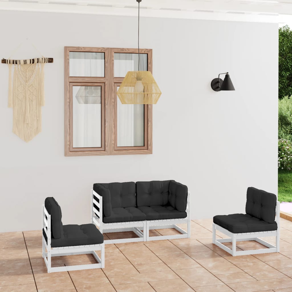vidaXL 4 pcs conjunto lounge de jardim pinho maciço