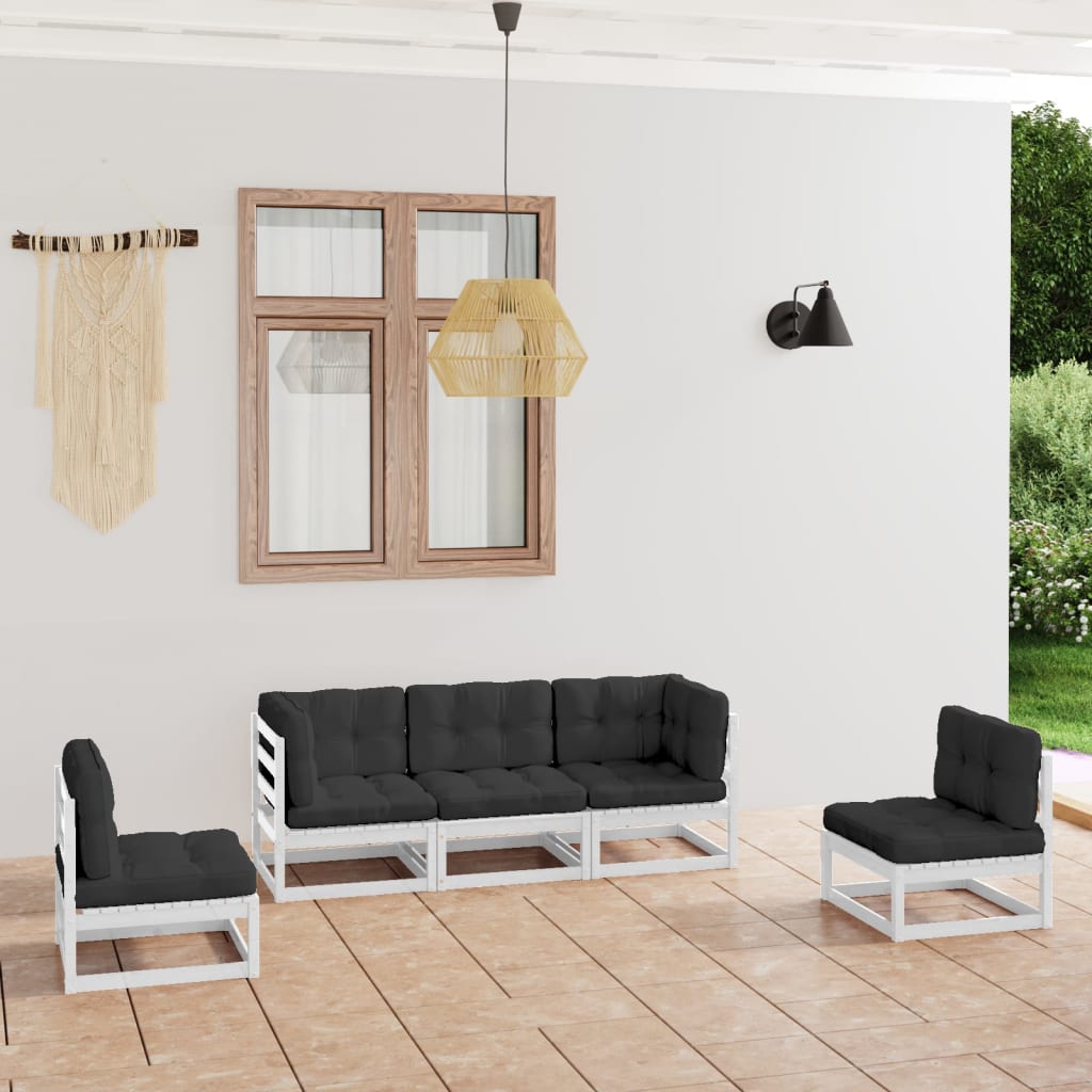 vidaXL 5 pcs conjunto lounge de jardim pinho maciço