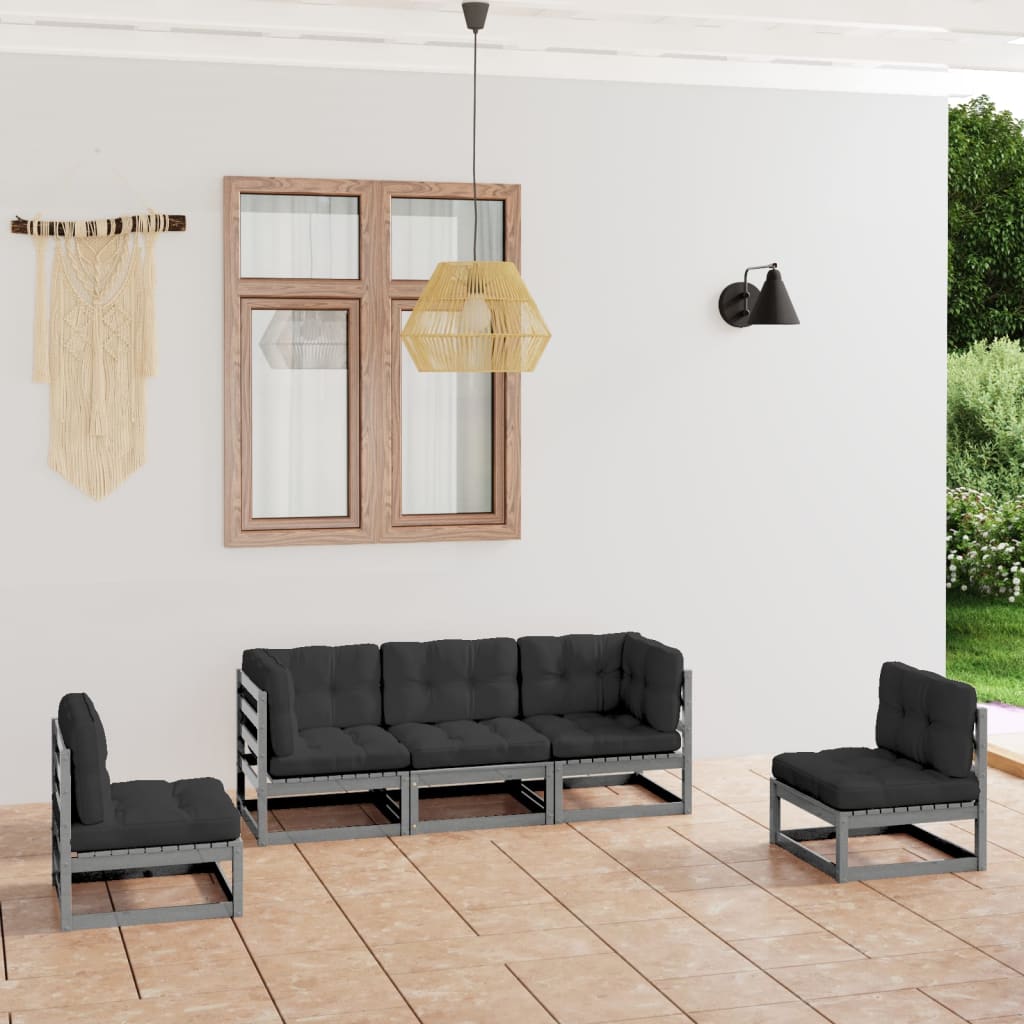 vidaXL 5 pcs conjunto lounge de jardim pinho maciço
