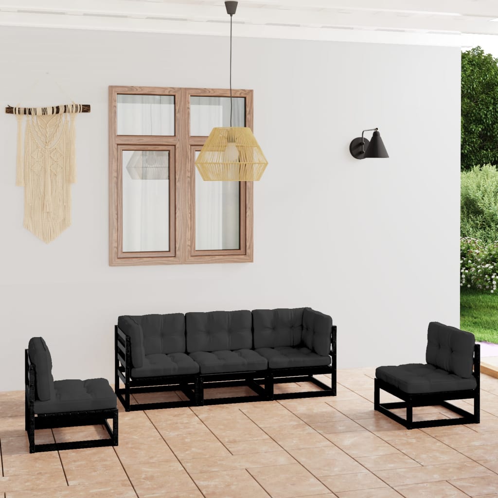 vidaXL 5 pcs conjunto lounge de jardim pinho maciço