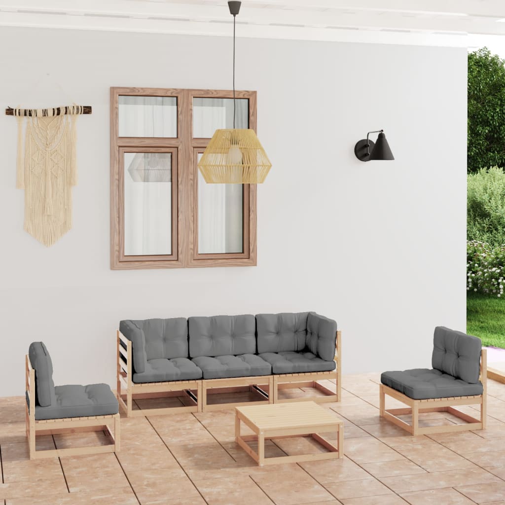 vidaXL 6 pcs conjunto lounge de jardim pinho maciço