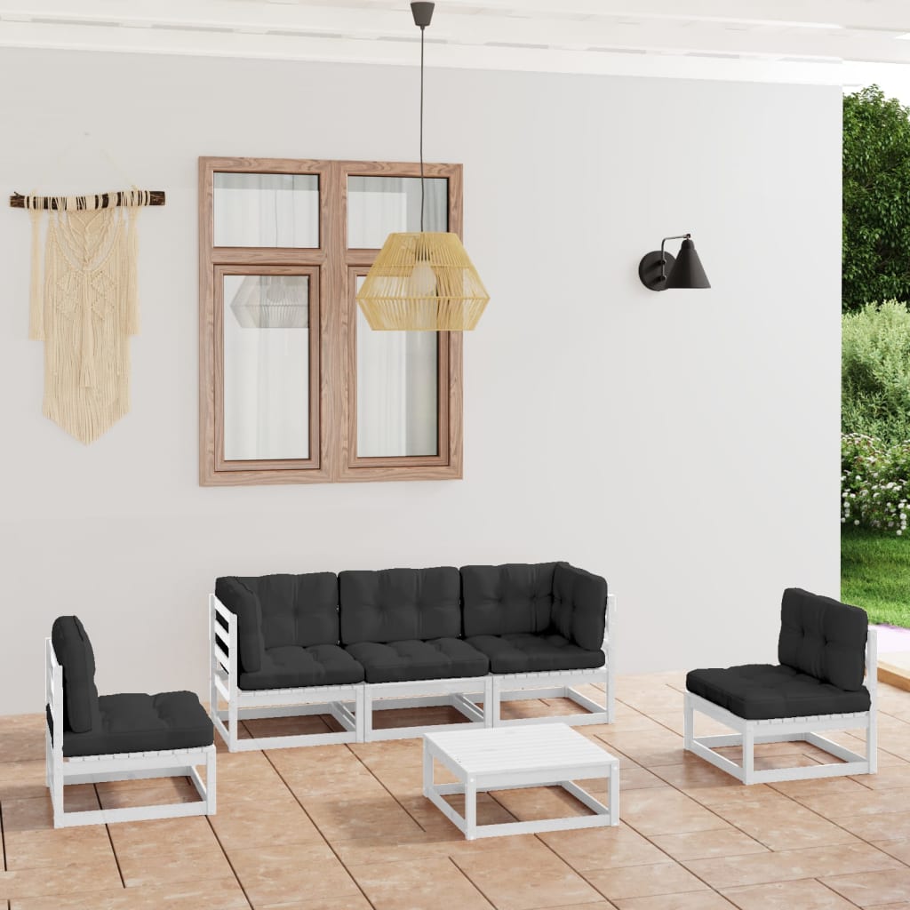 vidaXL 6 pcs conjunto lounge de jardim pinho maciço