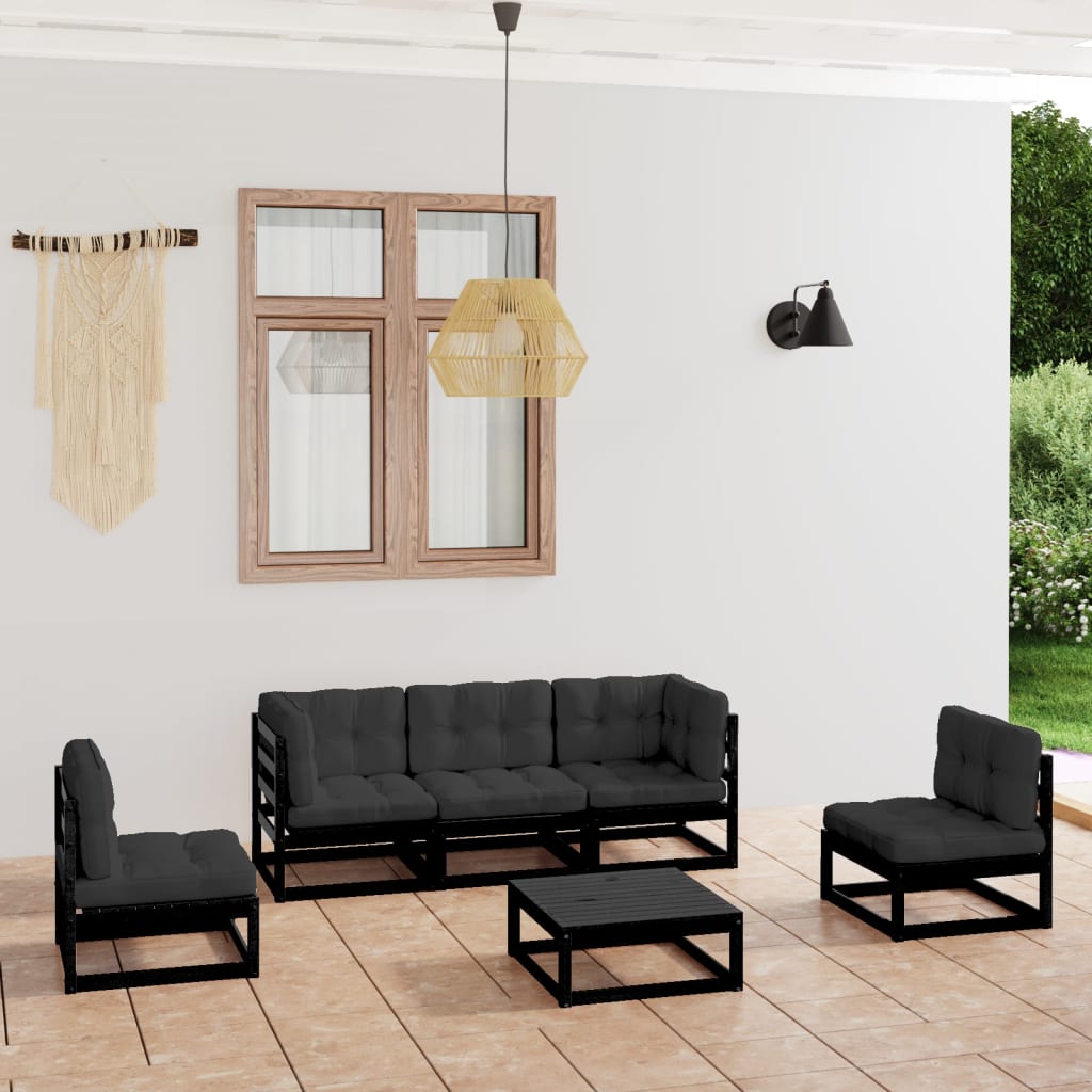 vidaXL 6 pcs conjunto lounge de jardim pinho maciço