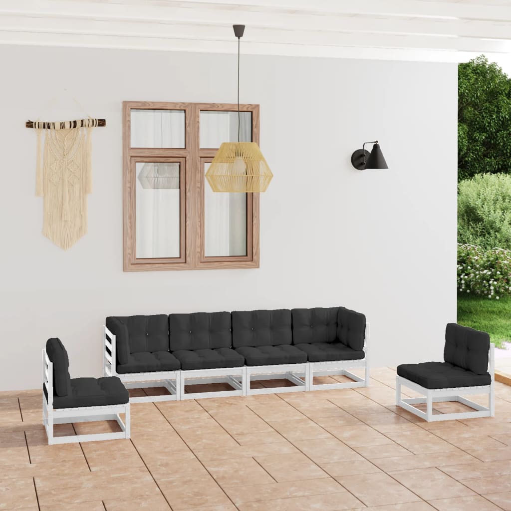 vidaXL 6 pcs conjunto lounge de jardim pinho maciço cinzento