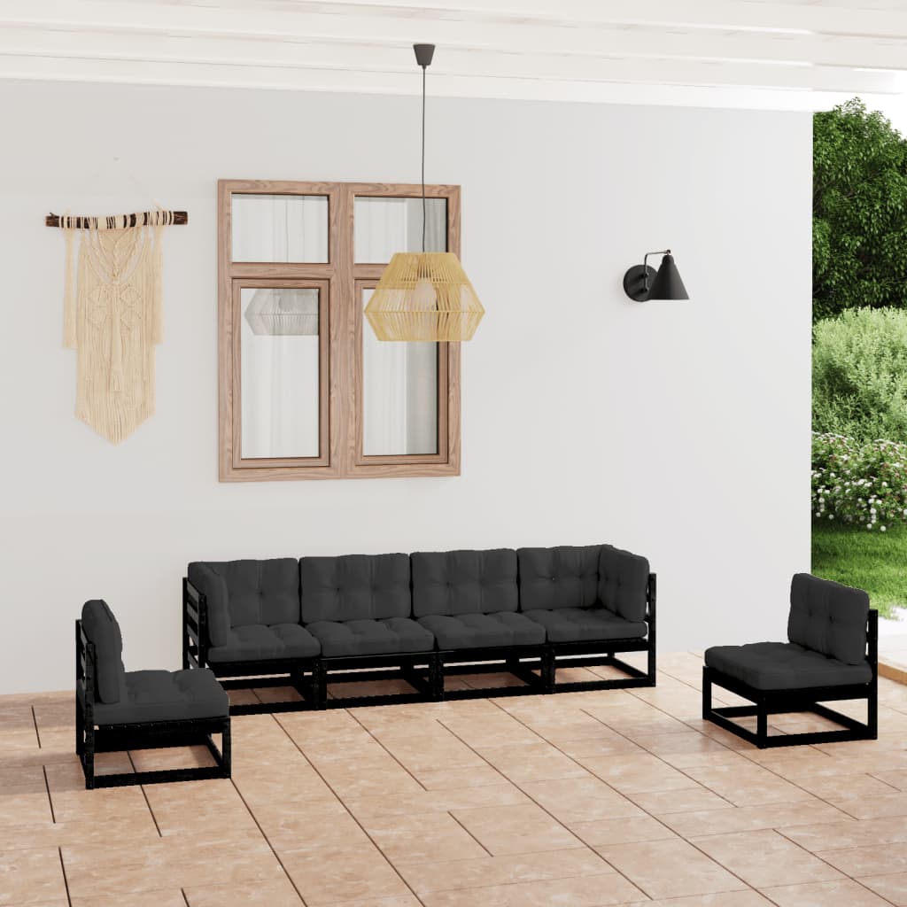 vidaXL 6 pcs conjunto lounge de jardim pinho maciço cinzento