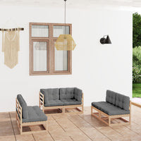 vidaXL 6 pcs conjunto lounge de jardim pinho maciço cinzento