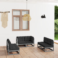 vidaXL 6 pcs conjunto lounge de jardim pinho maciço cinzento