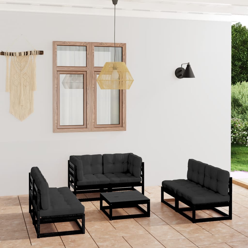 vidaXL 7 pcs conjunto lounge de jardim pinho maciço castanho mel