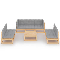 vidaXL 8 pcs conjunto lounge de jardim com almofadões pinho maciço