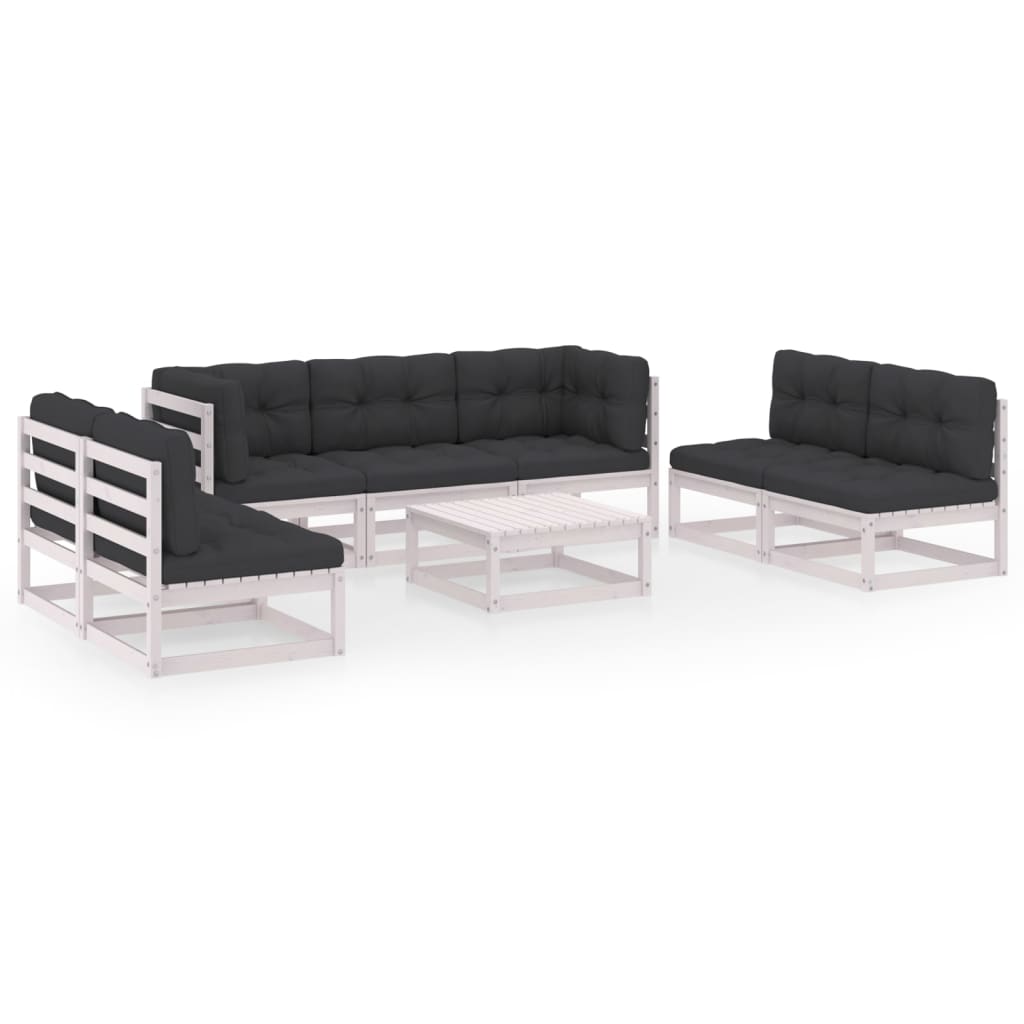 vidaXL 8 pcs conjunto lounge de jardim com almofadões pinho maciço