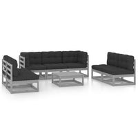 vidaXL 8 pcs conjunto lounge de jardim com almofadões pinho maciço
