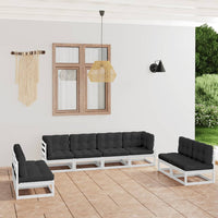 vidaXL 8 pcs conjunto lounge de jardim pinho maciço preto