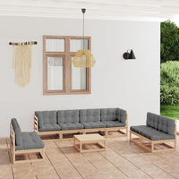 vidaXL 9 pcs conjunto lounge de jardim pinho maciço preto
