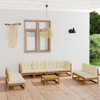 vidaXL 9 pcs conjunto lounge de jardim pinho maciço preto