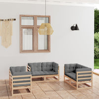 vidaXL 6 pcs conjunto lounge de jardim pinho maciço