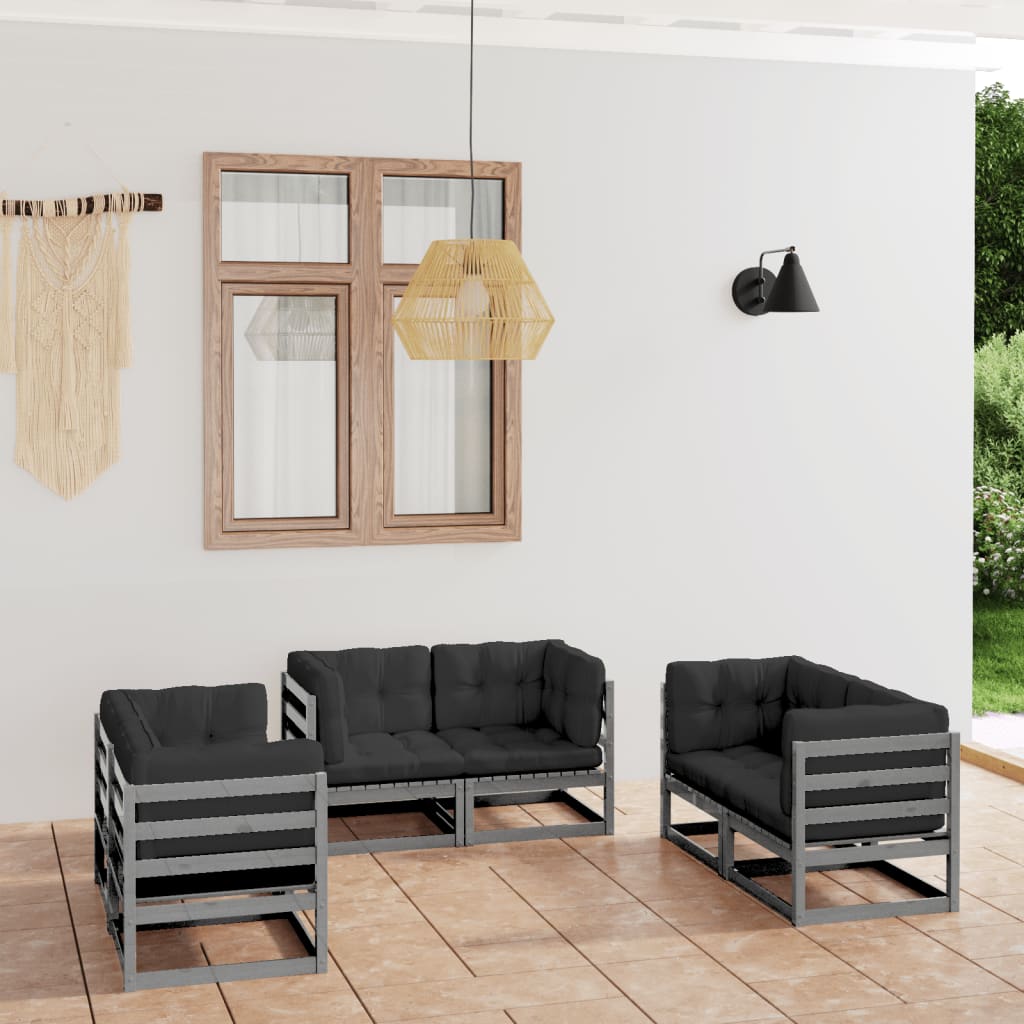 vidaXL 6 pcs conjunto lounge de jardim pinho maciço