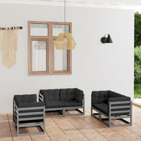vidaXL 6 pcs conjunto lounge de jardim pinho maciço
